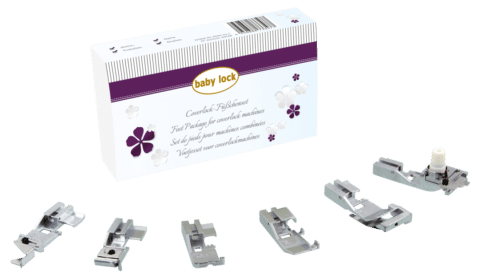 Voetenset paspelvoet 5mm, blindzoomvoet, parelvoet, elastiekvoet, kantvoet, rimpelvoet
