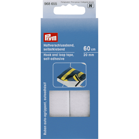 Klittenbandsluiting zelfklevend 20 mm wit