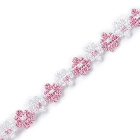 Bloemenboord 15 mm roze/wit