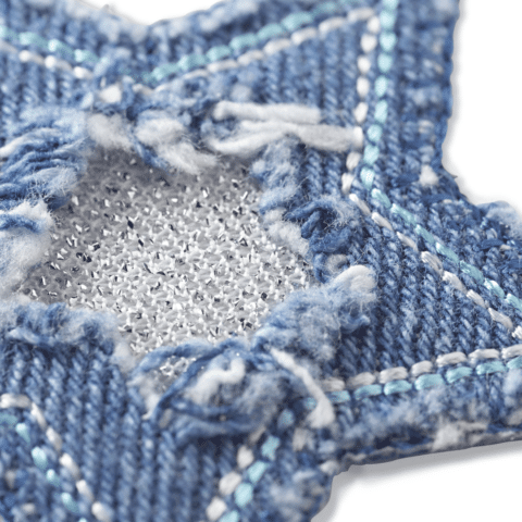 Applicatie Jeans ster zilver glanzend