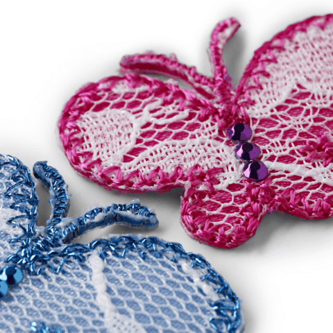 Applicatie Vlinder roze/blauw