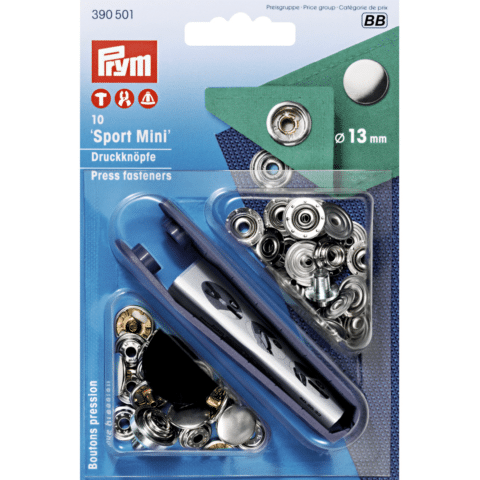Naaivrijdrukknopen SPORT MINI MS 13 mm zilverkleurig