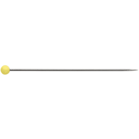 Glaskopspelden zilverkleurig 0,60 x 43 mm geel