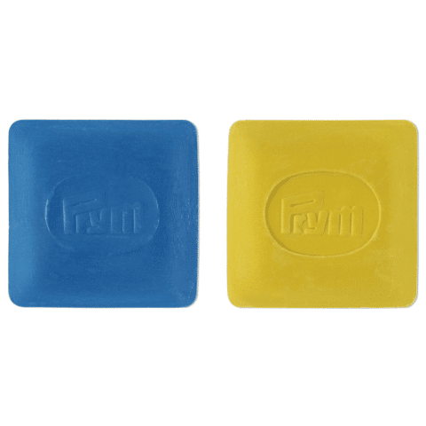 Kleermakerskrijt plaatjes geel/blauw