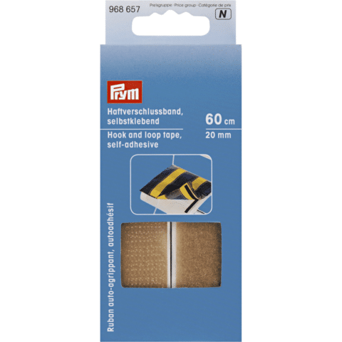 Klittenbandsluiting zelfklevend 20 mm beige