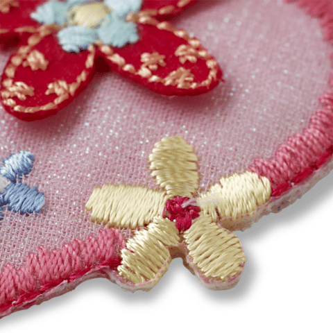 Applicatie Hart roze/fuchsia met bloemen