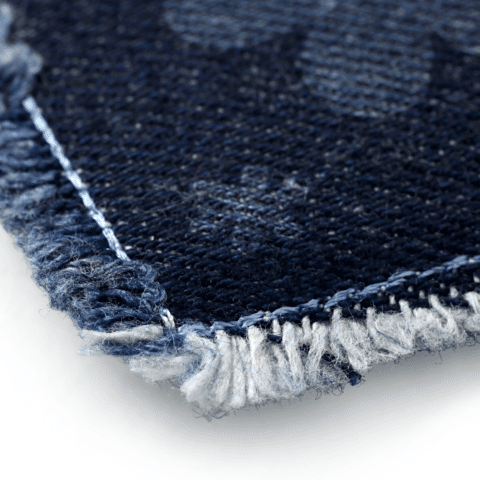 Applicatie Jeans vierkant met bloemen en franjes