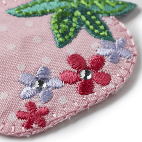 Applicatie Aardbei roze met bloemen