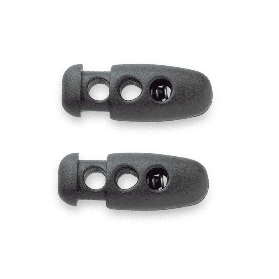 Ganzoo koordstopper 2-gaats 4 mm zwart, 5 stuks veersluiting tanka koordklem, voor touw en veters, voor elastisch koord, snelsluiting voor rugzak, jas, hoodie en sportkleding