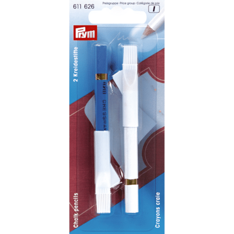 Krijtpotloden met borsteltje wit/blauw
