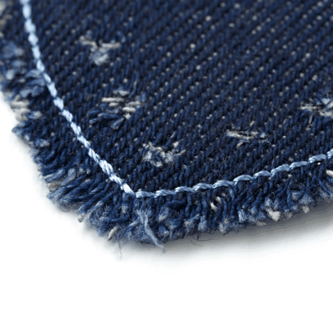 Applicatie Jeans hart mit bloemen en franjes
