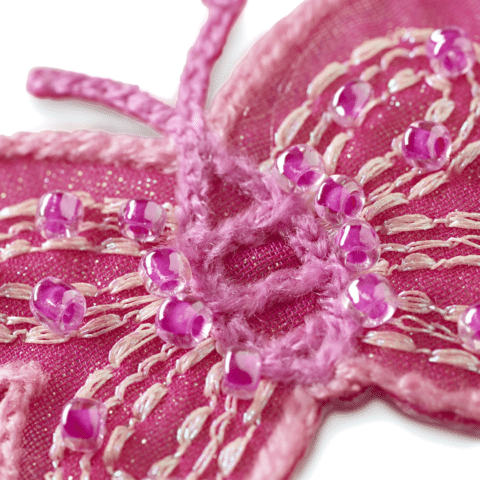 Applicatie Vlinder roze met pareltjes