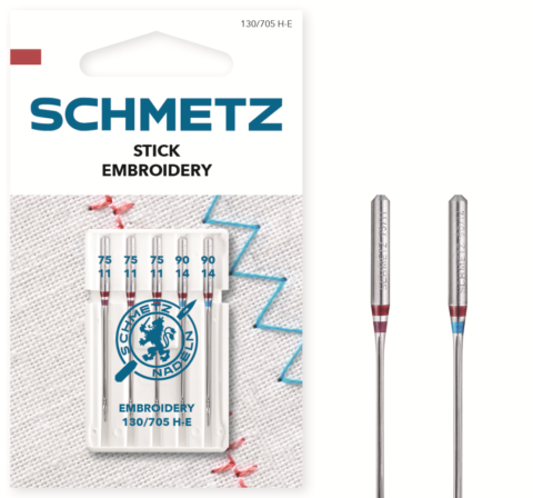 Schmetz 5 stuks Borduur naald assorti 75/11-90/14