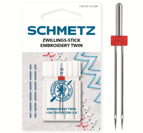Schmetz 1 stuk Borduur tweeling naald 2.0-75/11