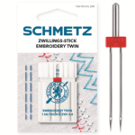 Schmetz 1 stuk Borduur tweeling naald 3.0-75/11