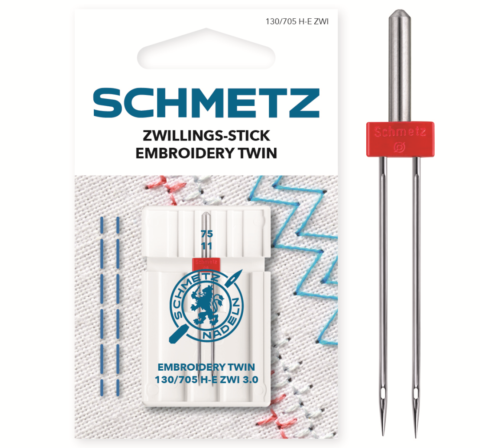 Schmetz 1 stuk Borduur tweeling naald 3.0-75/11